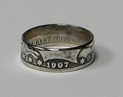 Coin ring «Handmade» from U.S. BARBER Silver Half Dollar available in size 9-14
