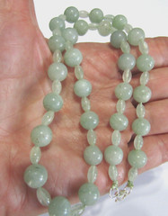 Vintage Jade Bead 8mm Round Necklace 18 inches 925 Sterling Silver