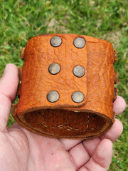 Shark fossil cuff bracelet genuine Buffalo Bison Leather to wrist size