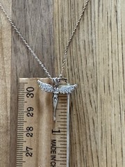Estate 925 Silver & CZ Winged Figure Pendant & Sterling 18” Necklace (1.7 Gram)