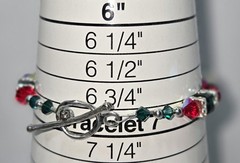 Bracelet Made With Sterling Silver & Swarovski Crystal Beads Red Green 7 Inch