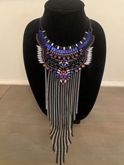 Necklace Tribal Bib Tassel Bohemian Statement Long Chain Tassel Bold Festival