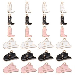 24Pcs Football Charm 17mm 18mm Cowboy Hat Shoe Charm Pendants,White,Black,Pink