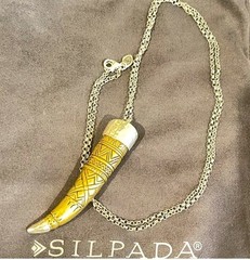 Silpada Adventure Seeker Sterling Brass Horn Pendant Necklace