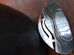 18K STERLING UNIQUE ORGANIC DESIGN MODERNIST HAIR PIN SIGNED