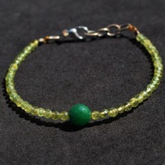 24.00 Cts Peridot & Emerald Faceted Round Shape Shape Beads Bracelet SK 36 E474