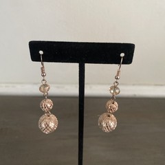 Necklace Earring Set Rose Gold Chain Beaded Cluster Dangle Chunky Statement Y2K