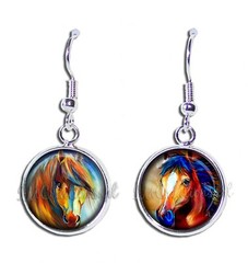 Stunning Horse Lovers Mismatched Handmade Resin Dangling Earrings 16mm SIZE