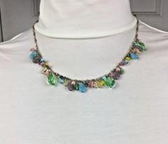 24K Gold Pastel Bead Dangle Charm Necklace Handmade by designer Michal Golan