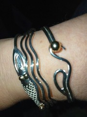 MAKE OFFER 925 SILVER/14 K GOLD SHARK BRACELET BY ARTISAN J PALINO EDEN HAND ART