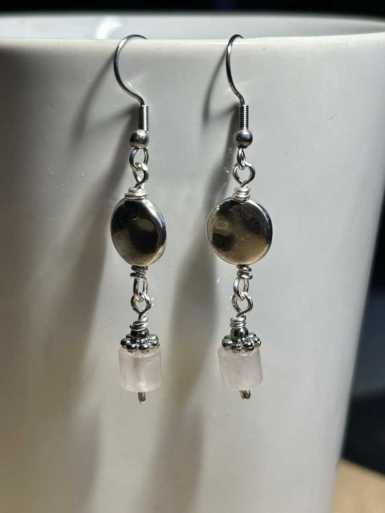 Rose Quartz Drop Dangle Earrings Chandelier Jewelry