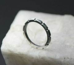 Sterling Silver .925 Solid Carved Ring Gear band Size 7 Mens Womens Unisex