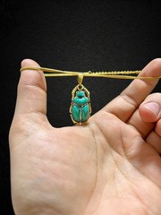 Light Green Scarab Necklace with Gold Frame Handmade in Egypt