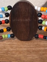 Artisan Beaded Choker Necklace Mother of Pearl Shell Wood Pendant Bohemian Retro
