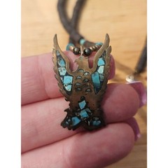 Vintage Native American turquoise thunderbird necklace artist sterling navajo