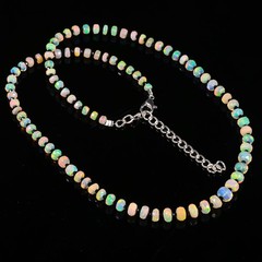 Faceted Ethiopian Welo Fire Opal Necklace Black Spinel Handmade Gemstone