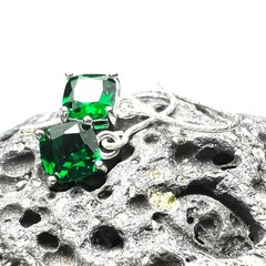 Lab Made Emerald Earrings Sterling Silver 925 , May Birthstone