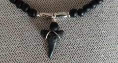 Sharks Tooth Black Wood Bead Necklace