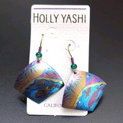 Holly Yashi Earrings Niobium Dangle Drop Dolophin Whale Porpus