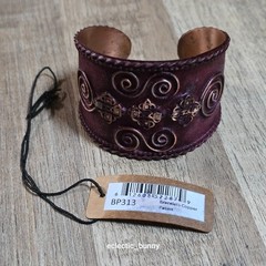 Pair of Anju Handcrafted Patina Copper Cuff Bracelet Artisan Boho BP313
