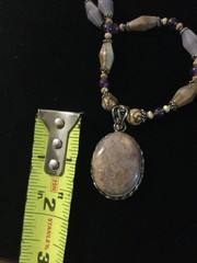 Sterling Silver Dendritic Agate Pendant Amethyst Jasper Artisan Necklace 925