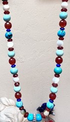 LOVELY Artisan Sterling Silver Turquoise, Lapis, Carnelian, Etc. Cross Necklace