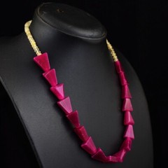 Pink Ruby & Yellow Citrine 193 Cts Beaded Ultimate Design Necklace AK 20 E456