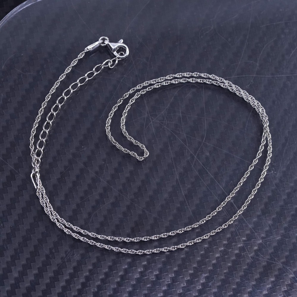 16+2” 1mm, vintage Baroni sterling silver 925 circle chain necklace