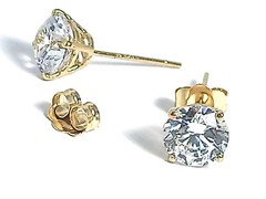 DESIGNR Diamond 18k Gold LUXURY 2ct Solitaire Solid 18k Gold HANDMADE Earrings