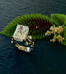 10.8 CT Long Radiant Cut Diamond Twig Engagement Ring. organic nature inspired