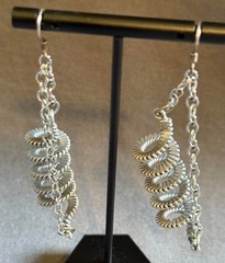 Unique Pre-Owned Handcrafted Spiral & Chain Earrings–Sterling Silver & Aluminum