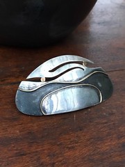 18K STERLING UNIQUE ORGANIC DESIGN MODERNIST HAIR PIN SIGNED