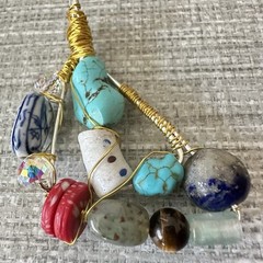 Pendant Glass Beads Colorful Elaborate Wire Wrapped Stones Multimedia 1600 Y