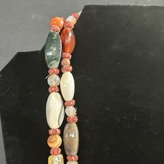 Multicolor Natural Agate Oval Beaded Statement Necklace XLong 52” Beggar