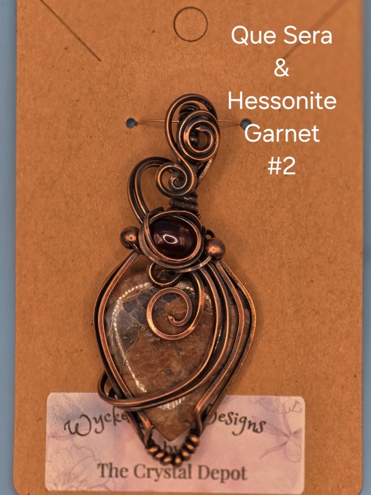 Artisian Copper Que Sera & Hessonite Garnet Pendant By Wycked Sweet Designs