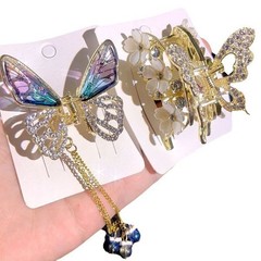 10PCS Crystal Rhinestone Claw Clip Pearl Tassel Hair Claw Wedding Party Jewelry