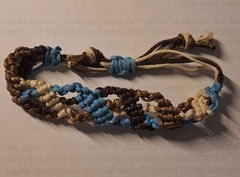 Braided Handmade Cord Bracelet Adjustable Tie Brown Blue Cream Unisex
