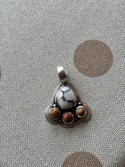 White Buffalo Turquoise With Brown/ Copper Jasper Accent Stone In A Pendant
