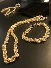 Brass Rope Necklace and Bracelet Set Handmade 19.5” Necklace 7.75” Bracelet