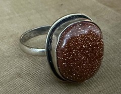 Sterling Silver & LiDiex Glassworks Goldstone Healing Altar Ring – Voodoo Estate
