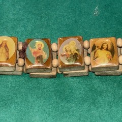 Christian Religious Bracelet Jesus Saints Art Scrabble Stretch Reversible