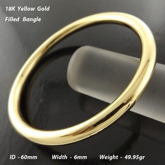 Gold Cuff Bangle Real Yellow 18ct Filled Solid Statement 6mm Bracelet Multi Sz