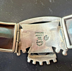 Taxco Mexico 925 Silver Headdress Bracelet Eagle Stamp/Signed P Luco 7″