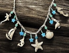 Rare Sterling Vintage Lucy Isaacs NYC SeaCharm Necklace With Stars