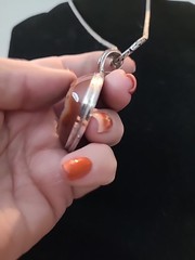 Vintage Signed Sterling Silver Agate Druzy 2″ Pendant on 18″ Necklace Earthtones