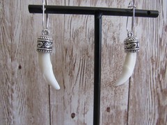 Fox Teeth Earrings Tibetan Silver Animal Bone Spirit Animal Jewelry SP Kidney