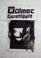 NEW HANDMADE Olmec Apocalypse silver alloy black leather Native American band