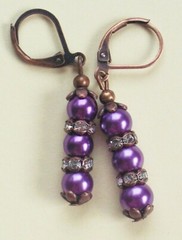 triple GLASS PEARL Faceted Crystal rings Lever back handcrafted CHOOSE