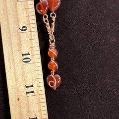 Handmade Copper Wire Wrapped Necklace, Carnelian Natural Stone Beads