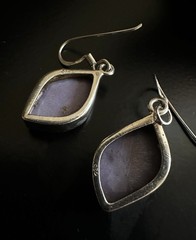 Artisan Vintage 925 Sterling Bezel Set Purple Sugilite Dangle Earrings